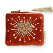 BY31® Pouch heart with stars Rust Red-Gold-Blue