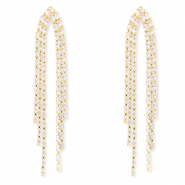 Eco-brass® metal earrings / earpins with zirconia Gold-Crystal