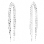 Eco-brass® metal earrings / earpins with zirconia Silver-Crystal