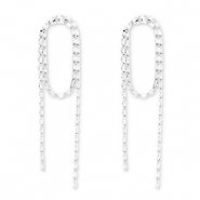 Eco-brass® metal earrings / earpins with zirconia Silver-Crystal