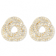 Eco-brass® metal earrings / earpins with strass Gold-Crystal
