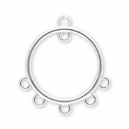 Stainless steel findings charms round with 6 loops Silver