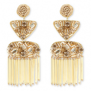 Trendy earrings / earpin with glass beads Gold
