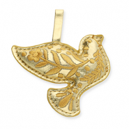 Trendy pendants bird with flower motif Gold