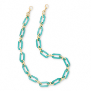 Trendy acrylic phone cord Persian Green-Gold