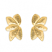 Stainless steel earrings / earpin leafs Gold