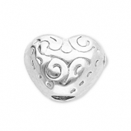 Stainless steel beads heart Silver