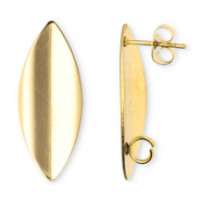 Stainless steel findings earrings / earpin oblong oval with loop Gold