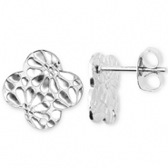 Stainless steel findings earrings / earpin clover with flower with loop Silver