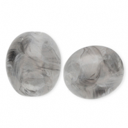 Acrylic beads oval Grey-Marble