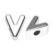 Acrylic letter beads letter V Silver