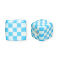 Acrylic beads square with cubes Blue-White