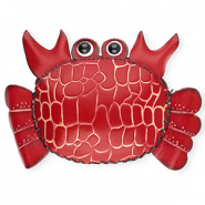 Leather purse crab Red-Sand Beige-Black-White