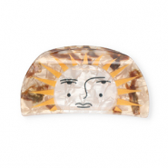Hair accessories hair claw sun with face Pearl Shine Brown-Pearl Shine White-Ochre
