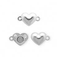 DQ® European metal findings magnetic clasp heart Antiek Zilver (Nikkelvrij)