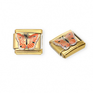 Stainless steel charms for italian bracelet butterfly Gold-Orange-Black-White