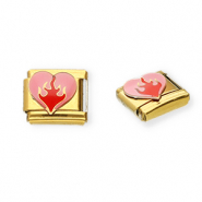 Stainless steel charms for italian bracelet heart Gold-Pink-Red