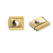 Stainless steel charms for italian bracelet Yin & Yang Gold-Black-White