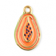 Stainless steel charms papaya Coral Orange-Green