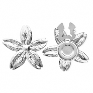 Stainless steel button covers flower Silver