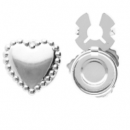 Stainless steel button covers heart Silver
