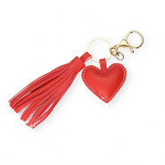 Keychain heart with tassel Red-Gold