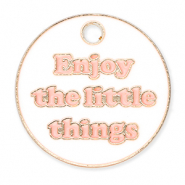 Metal charms "Enjoy the little things" Gold-White-Light Pink