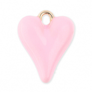 Metal charms heart Gold-Light Pink