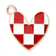 Metal charms heart with cubes Gold-Red-White