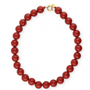 BY31® 16mm acryl bead necklaces shiny Salsa Red 18-1657 TCX-Gold