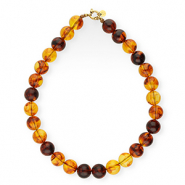 BY31® 16mm acryl bead necklaces shiny Brown Amber-Gold