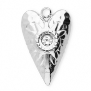 Stainless steel charms heart Silver-Transparent