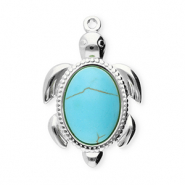 Stainless steel charms turtle Silver-Blue
