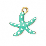 Stainless steel charms starfish Gold-Mint Turquoise-White