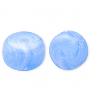 Acrylic beads disc Light Blue-Marble