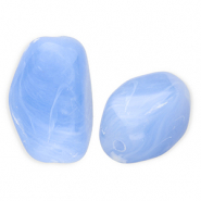 Acrylic beads rectangle Light Blue-Marble