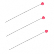 BY31® Stainless steel findings headpins with ball 35mm Silver-Magenta Pink