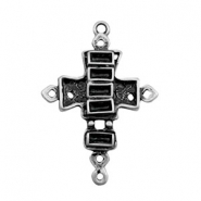 TQ metal charms connector cross with settings Antique silver
